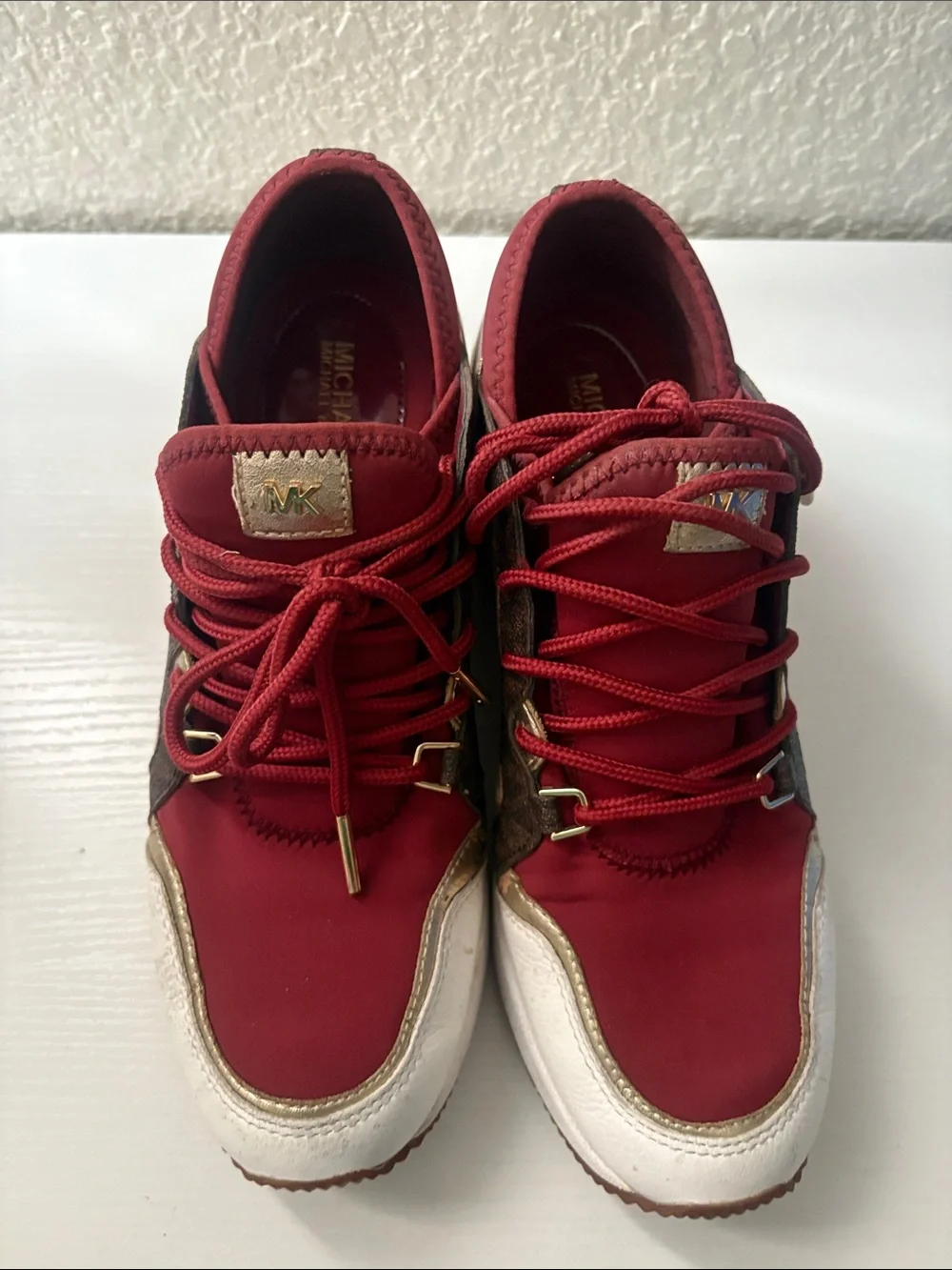 Michael Kors Kids' maroon & Gold Trainer Sneakers